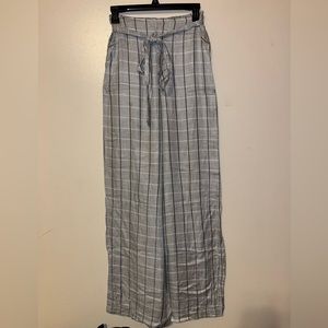 Wide leg plaid trousers